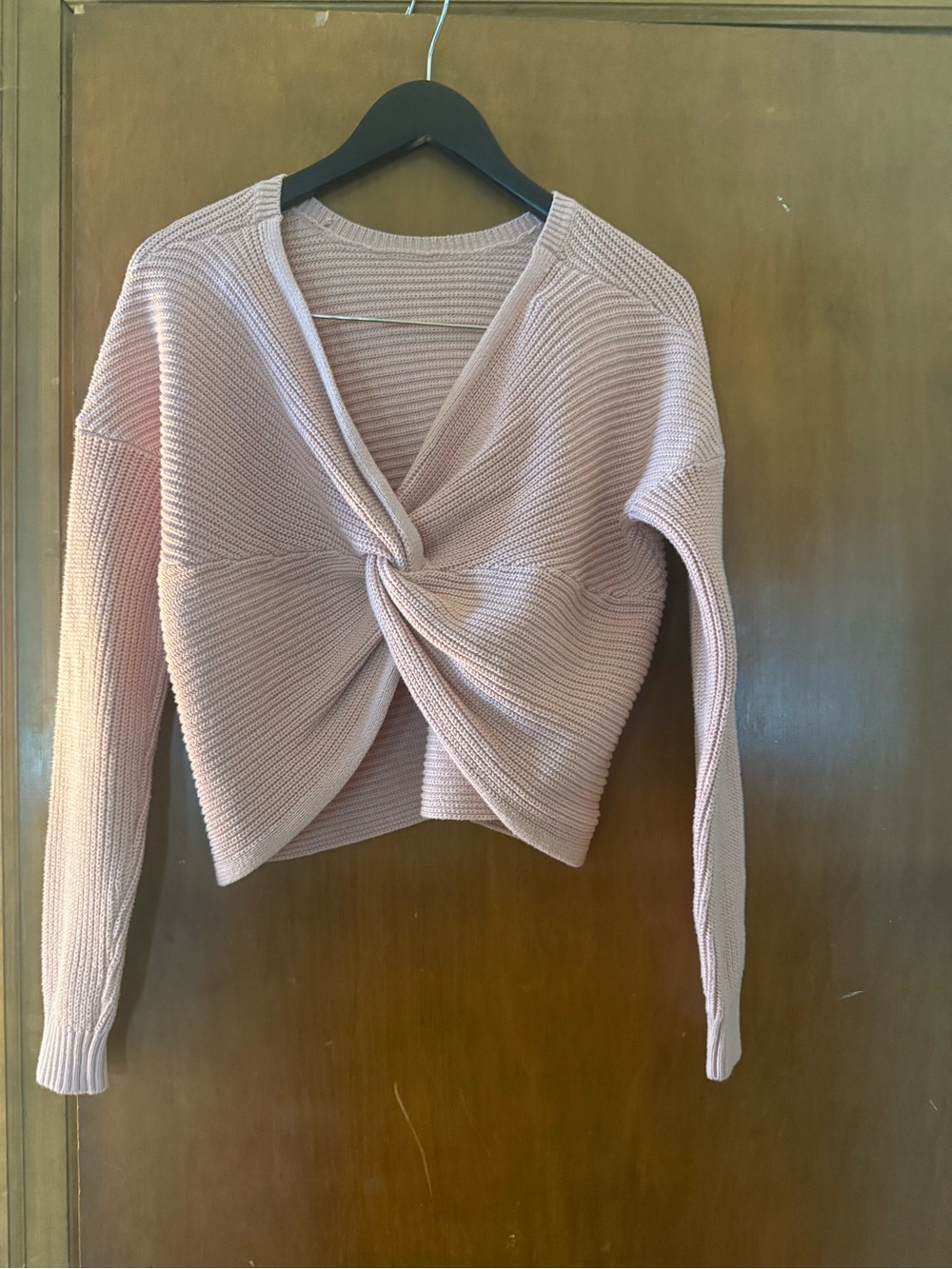Hollister Twisted Front V-Neck Sweater - Dusty Rose